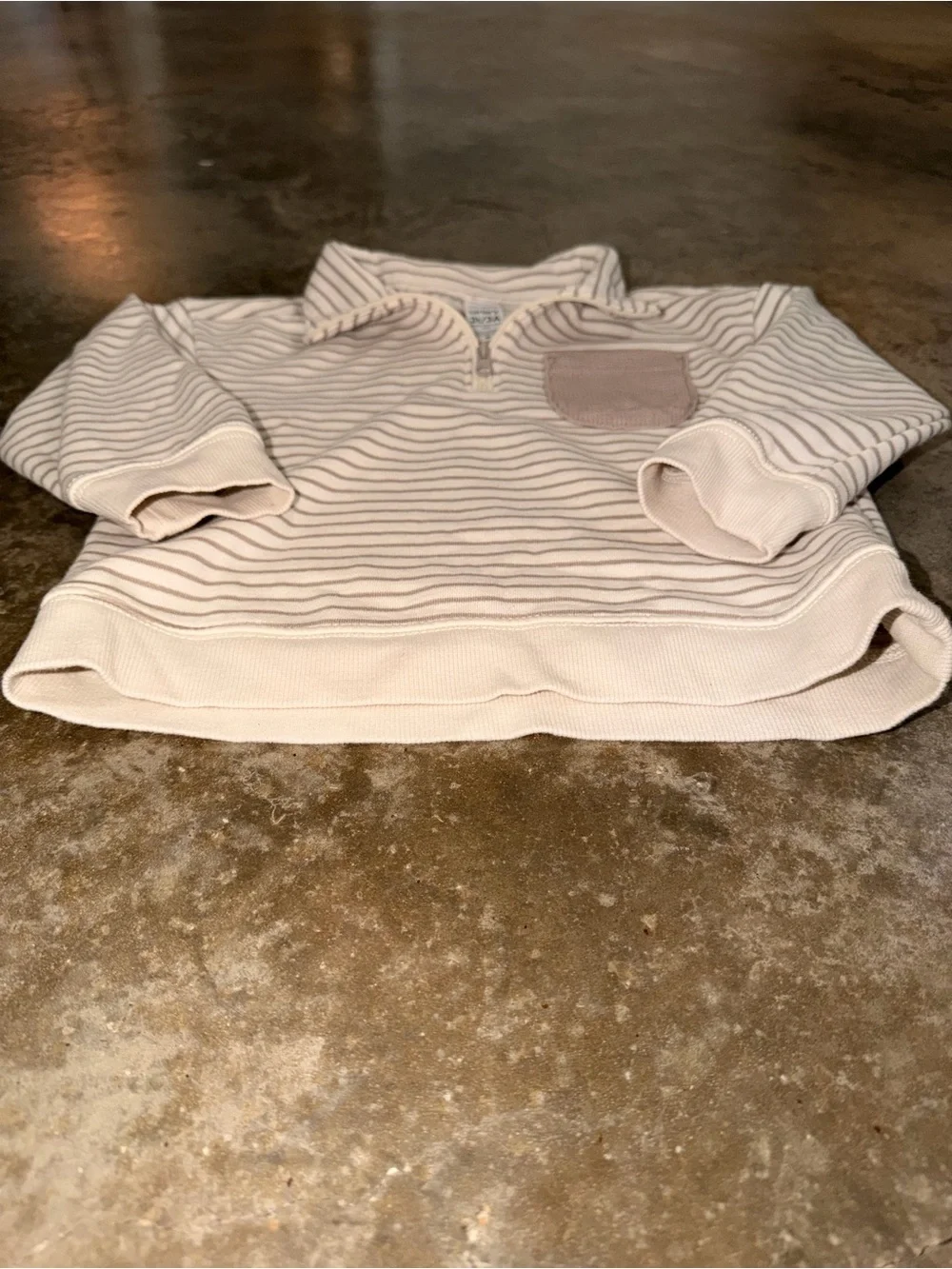 Carter’s 3T Neutral Striped Quarter Zip Pullover Fall Family Photos Holiday Fit